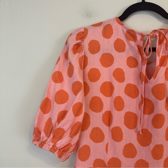 Who What Wear | Pink and Orange Polka Dot Linen Tiered Maxi Dress Size Medium - Picture 8 of 8